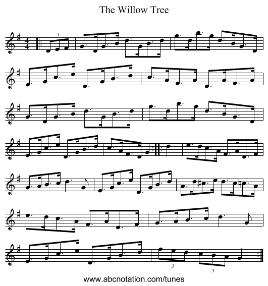 The Willow Tree - staff notation