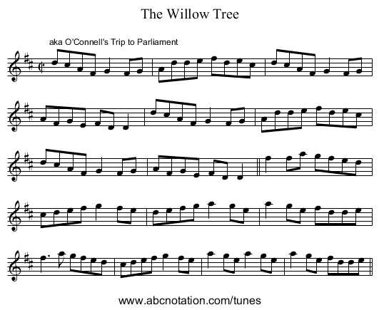 The Willow Tree - staff notation