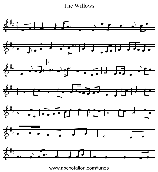 The Willows - staff notation