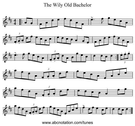 The Wily Old Bachelor - staff notation