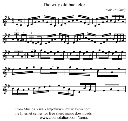 The wily old bachelor - staff notation