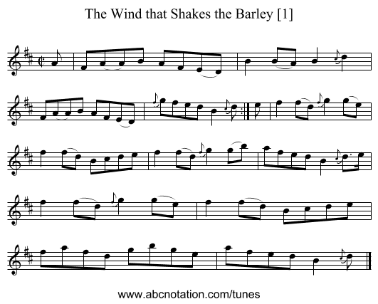 The Wind that Shakes the Barley [1] - staff notation