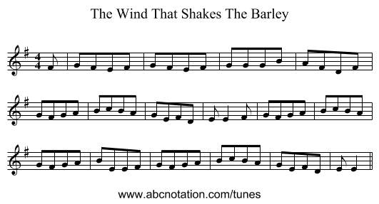The Wind That Shakes The Barley - staff notation
