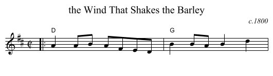 the Wind That Shakes the Barley - staff notation