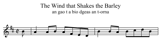 The Wind that Shakes the Barley - staff notation