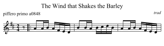 The Wind that Shakes the Barley - staff notation