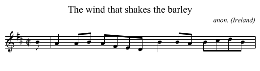 The wind that shakes the barley - staff notation