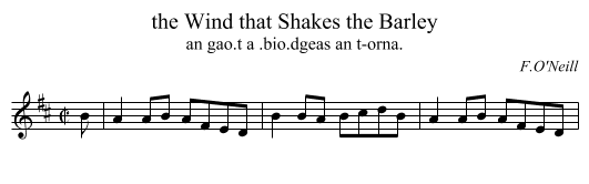 the Wind that Shakes the Barley - staff notation