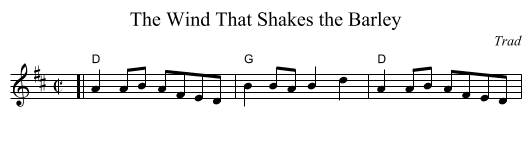 The Wind That Shakes the Barley - staff notation