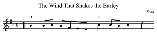 The Wind That Shakes the Barley - staff notation