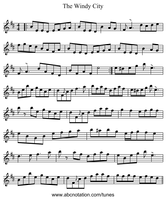 The Windy City - staff notation
