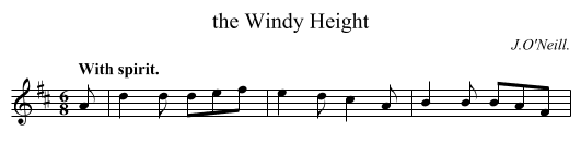 the Windy Height - staff notation