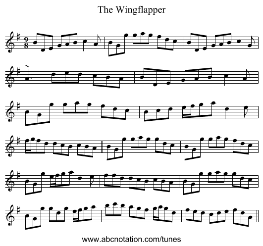 The Wingflapper - staff notation