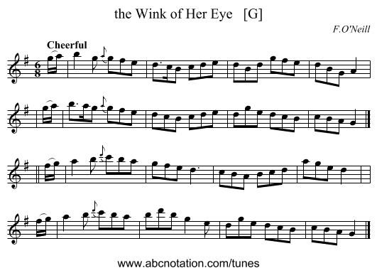 the Wink of Her Eye   [G] - staff notation