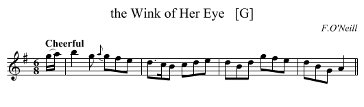 the Wink of Her Eye   [G] - staff notation