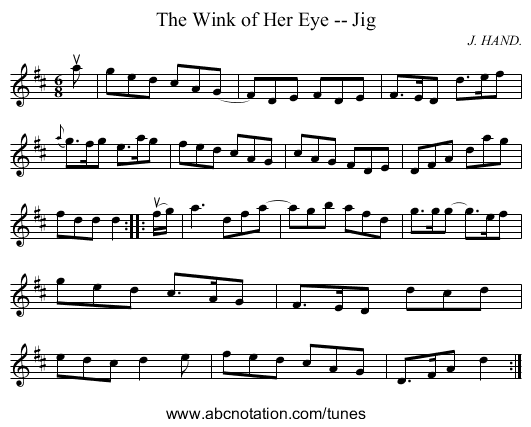 The Wink of Her Eye -- Jig - staff notation