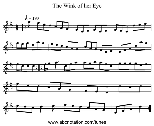 The Wink of her Eye - staff notation