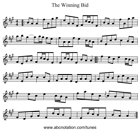 The Winning Bid - staff notation