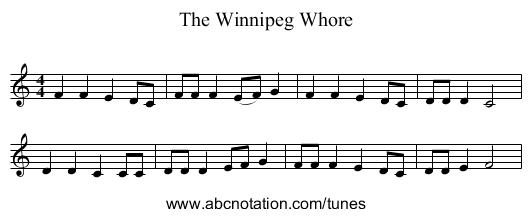 The Winnipeg Whore - staff notation