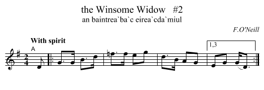 the Winsome Widow   #2 - staff notation