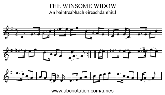 THE WINSOME WIDOW - staff notation