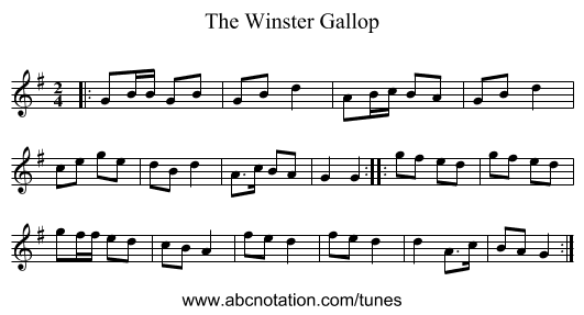 The Winster Gallop - staff notation