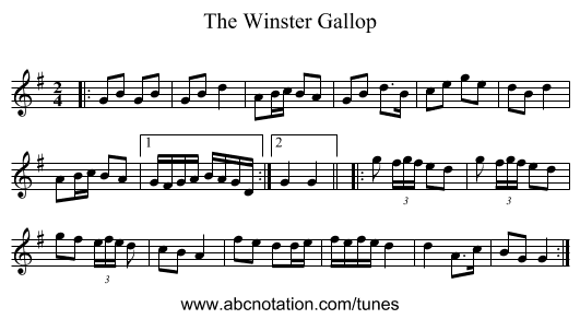 The Winster Gallop - staff notation