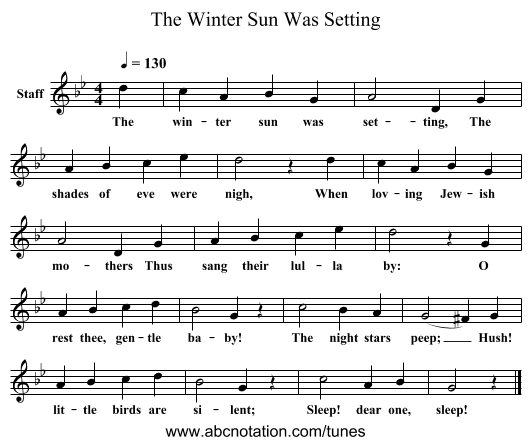 The Winter Sun Was Setting - staff notation