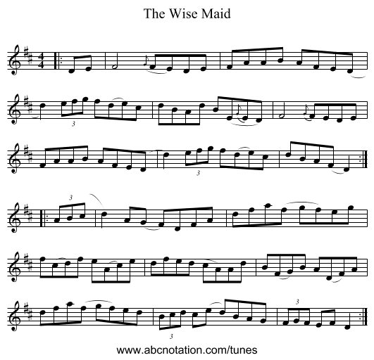 The Wise Maid - staff notation