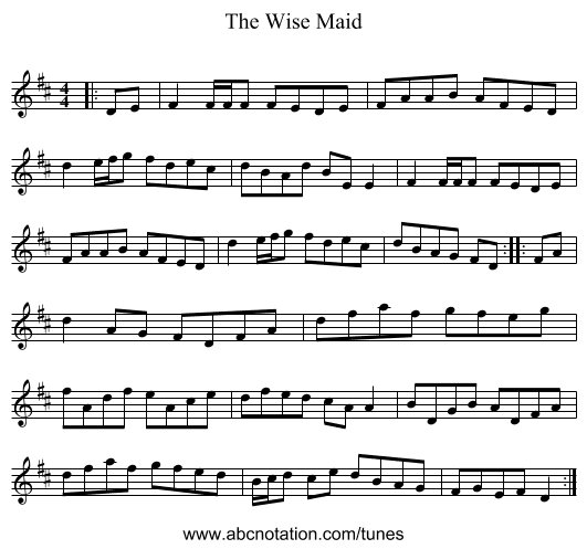 The Wise Maid - staff notation