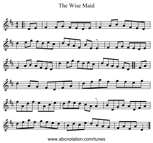 The Wise Maid - staff notation
