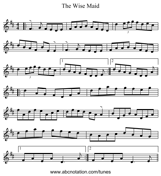 The Wise Maid - staff notation