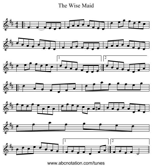 The Wise Maid - staff notation