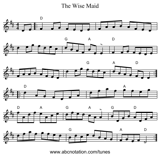 The Wise Maid - staff notation