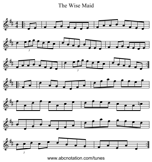 The Wise Maid - staff notation