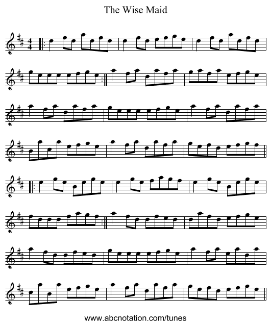 The Wise Maid - staff notation