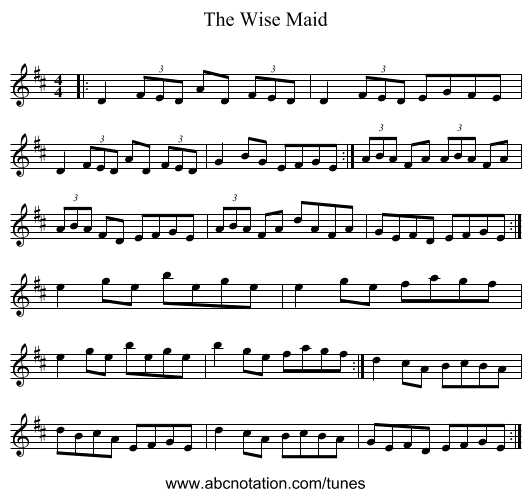 The Wise Maid - staff notation
