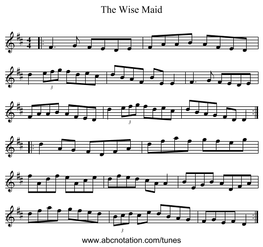 The Wise Maid - staff notation
