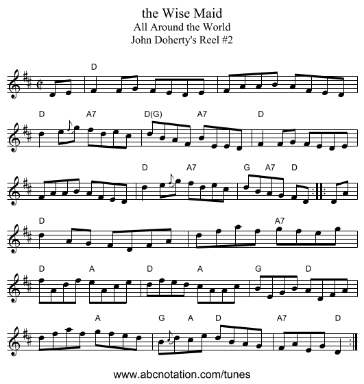 the Wise Maid - staff notation