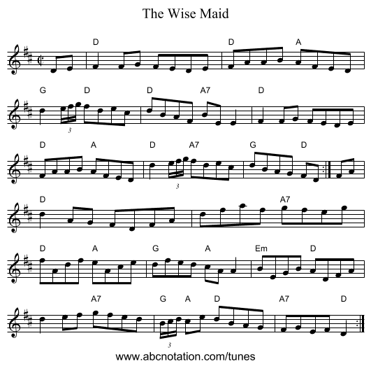 The Wise Maid - staff notation