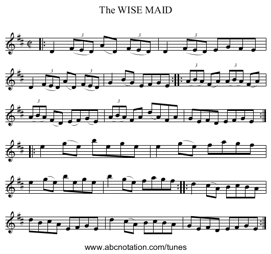The WISE MAID - staff notation