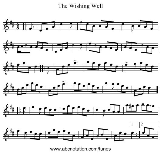 The Wishing Well - staff notation