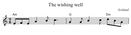 The wishing well - staff notation