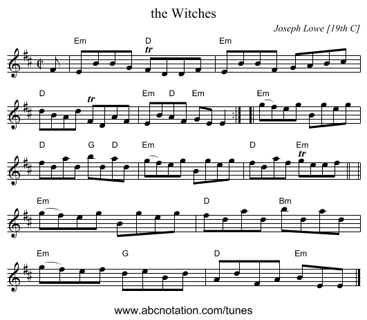 the Witches - staff notation