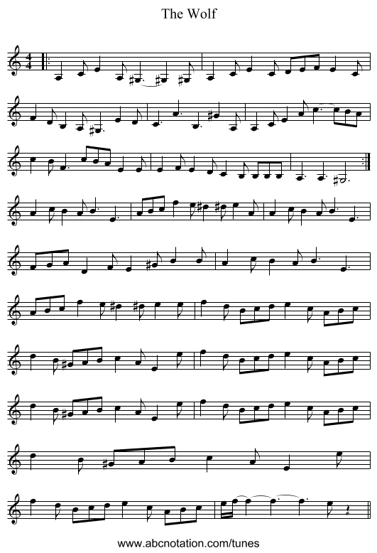 The Wolf - staff notation