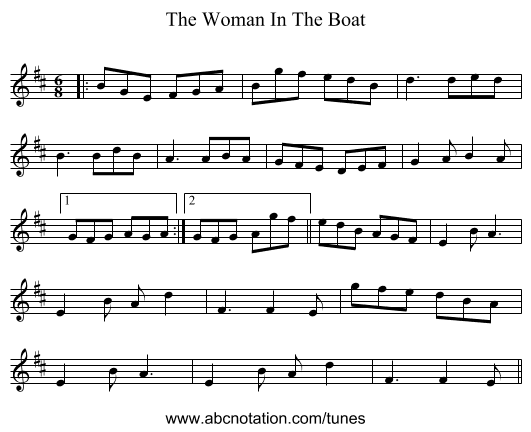 The Woman In The Boat - staff notation