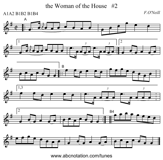 the Woman of the House   #2 - staff notation
