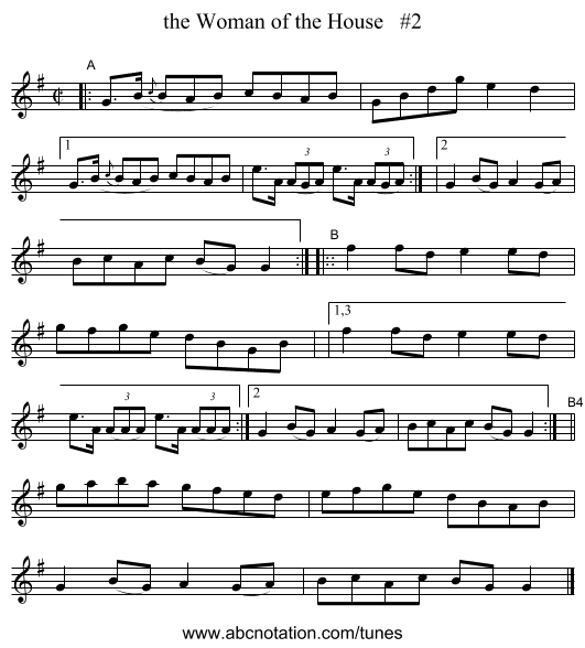 the Woman of the House #2 - staff notation