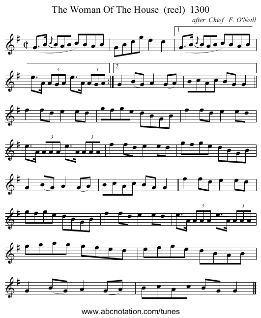 The Woman Of The House  (reel)  1300 - staff notation