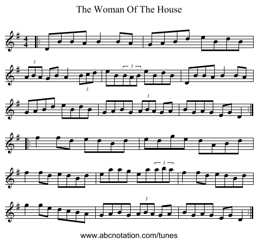 The Woman Of The House - staff notation